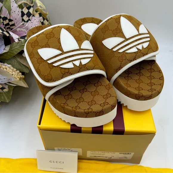 Gucci Other - Men’s Gucci, Adidas X monogram slides size 10 made in Italy